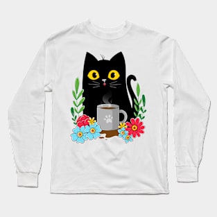 Coffee Cat Long Sleeve T-Shirt